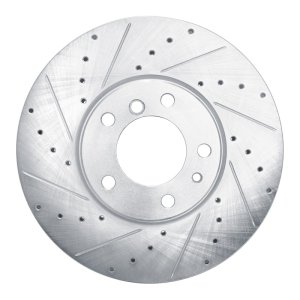 BMW 540I Brake Rotor (1) - Front Left - R1 Concepts - Drilled & Slotted - Silver - `00-`03